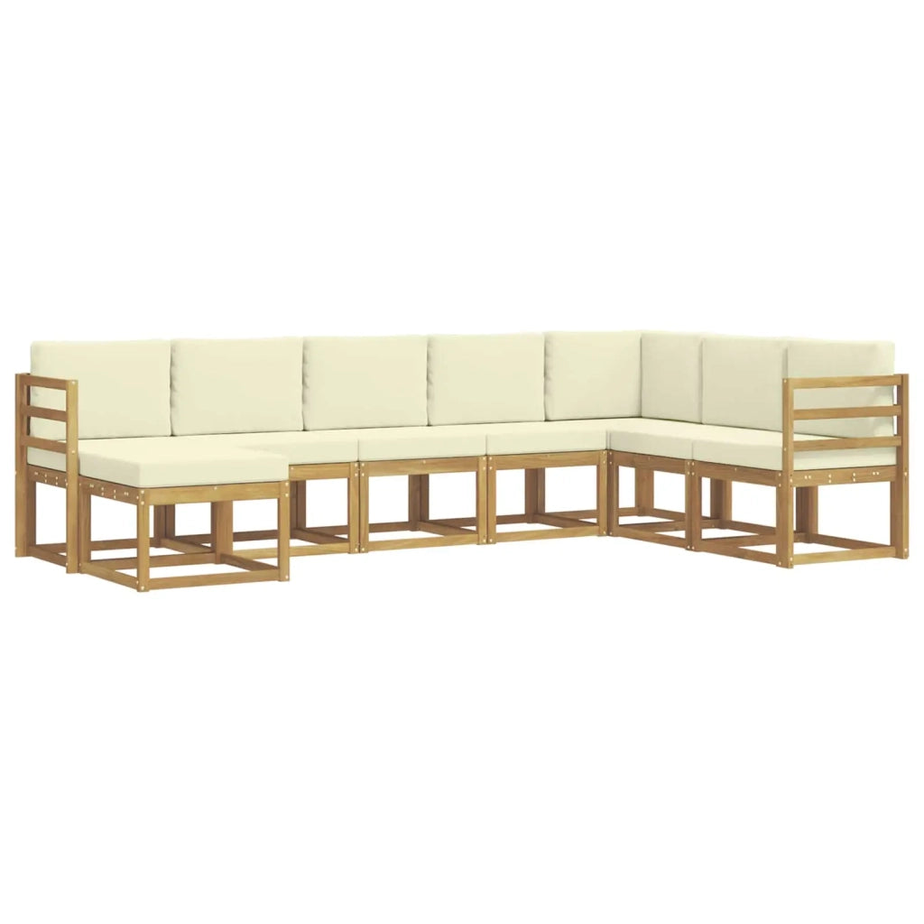 Set di divani da esterno con cuscino 8 pcs Bianco e Crema