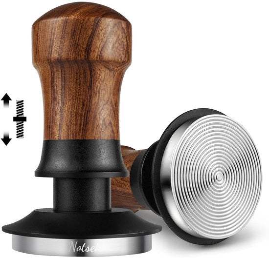 Tamper per caffè con base ondulata, 30lbs di pressione di contatto, regolatore di pressione a noce di walnuts per espresso, tamper a molla calibrata per portafilter da 58mm
