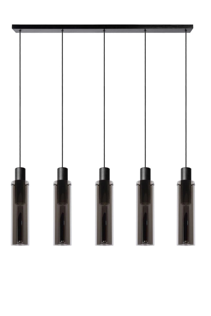 Lampadario Lucide Orlando 5xE27 nero metallo/vetro