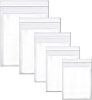 Set di 500 sacchetti trasparenti in plastica riutilizzabili - 5 misure di sacchetti con cerniera - Sacchetti impermeabili per archiviazione e trasporto