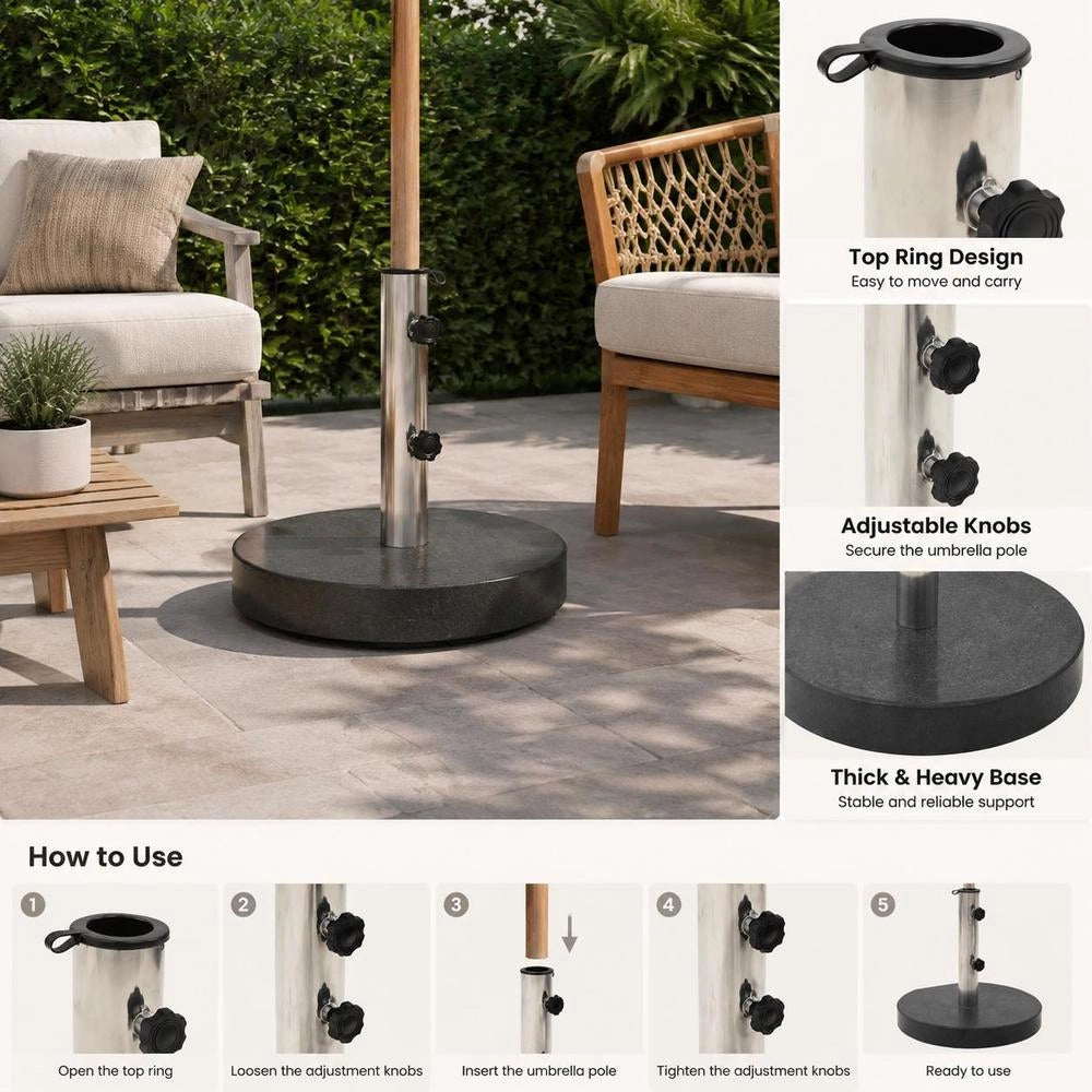 Granite Parasol Base, 28.5 Kg, Round, Black