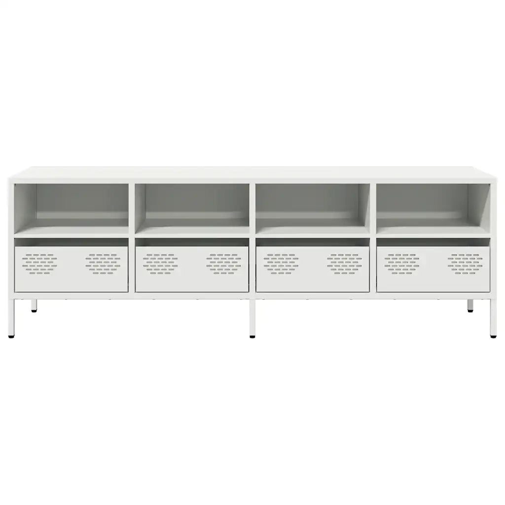 Mobile TV Bianco 135x39x43,5 cm in Acciaio Laminato a Freddo