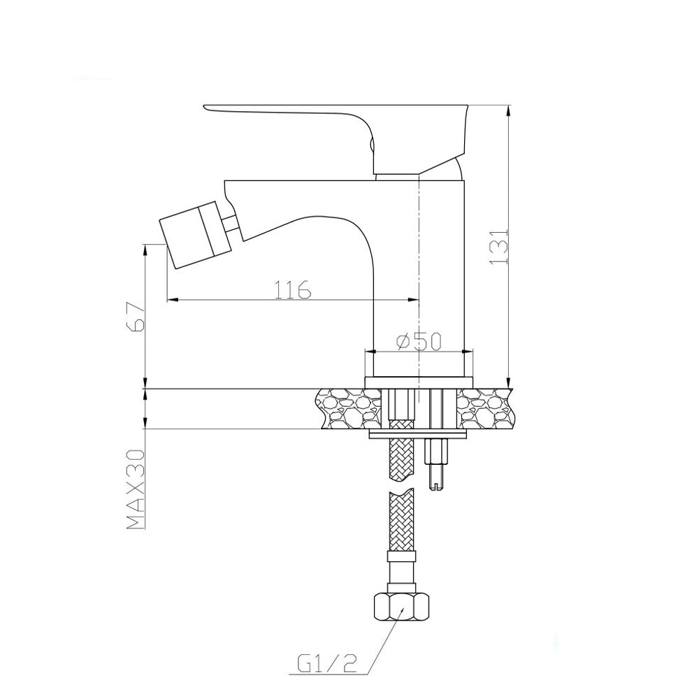 MISCELATORE MONOCOMANDO RUBINETTO BIDET CROMATO LUCIDO SERIE FLAT FERIDRAS 401023