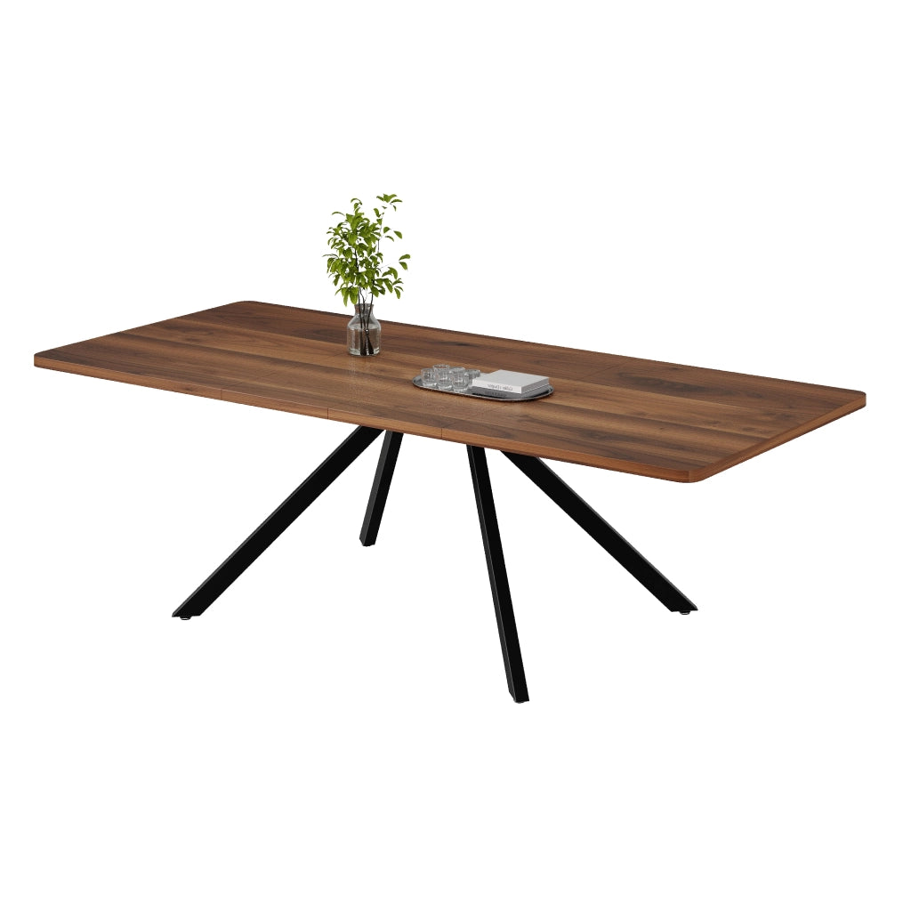 Tavolo da pranzo allungabile 160/200/240x90 cm, 6-10 posti, colore noce, struttura in MDF, portata 100 kg