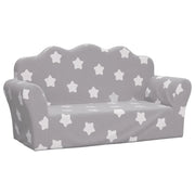 Divano | Divano da soggiorno | Sofa Bambini 2 Posti Grigio Chiaro con Stelle Morbido Peluche