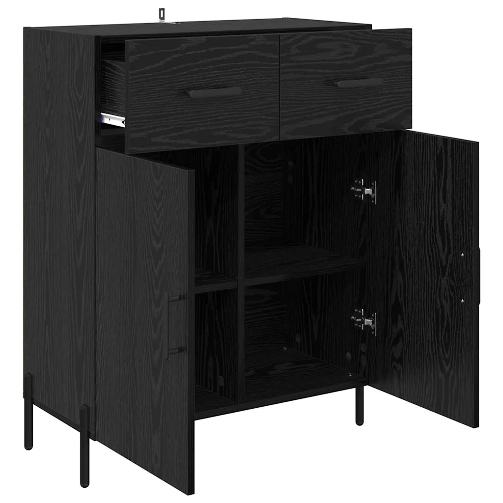 Credenza-Buffet-Armadio da cucina Rovere Nero 69,5 x 34 x 90 cm Legno multistrato 486012