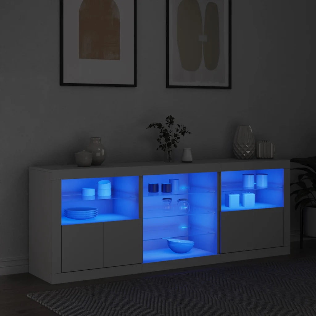 Credenza con Luci LED Bianca 181,5x37x67 cm 3209037