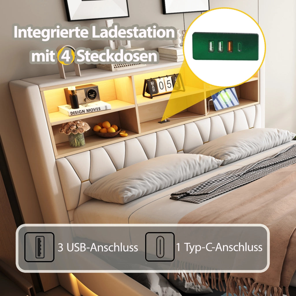 letto imbottito metallo beige 180 x 200 cm