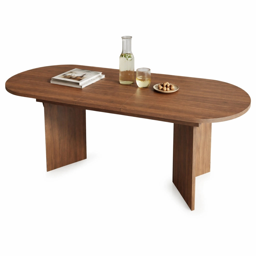 Tavolo da pranzo allungabile 160/200 x 90 cm in MDF, colore noce, per 4-8 persone