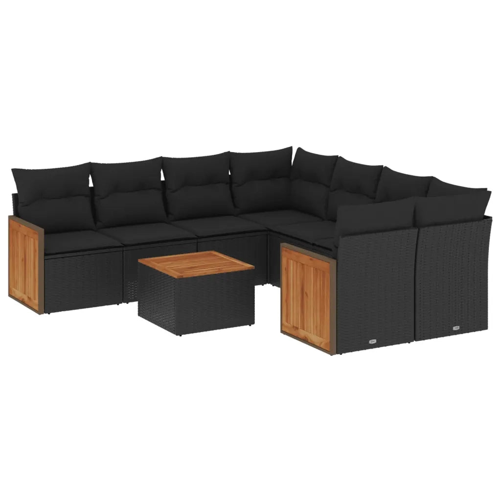 Set Divani da Giardino 9 pz con Cuscini Nero in Polyrattancod mxl 90243