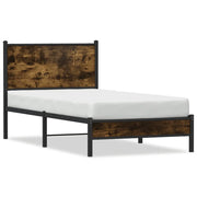 Letto singolo | Letto per adulti | Giroletto senza Materaso in Metallo Rovere Fumo 90x200 cm