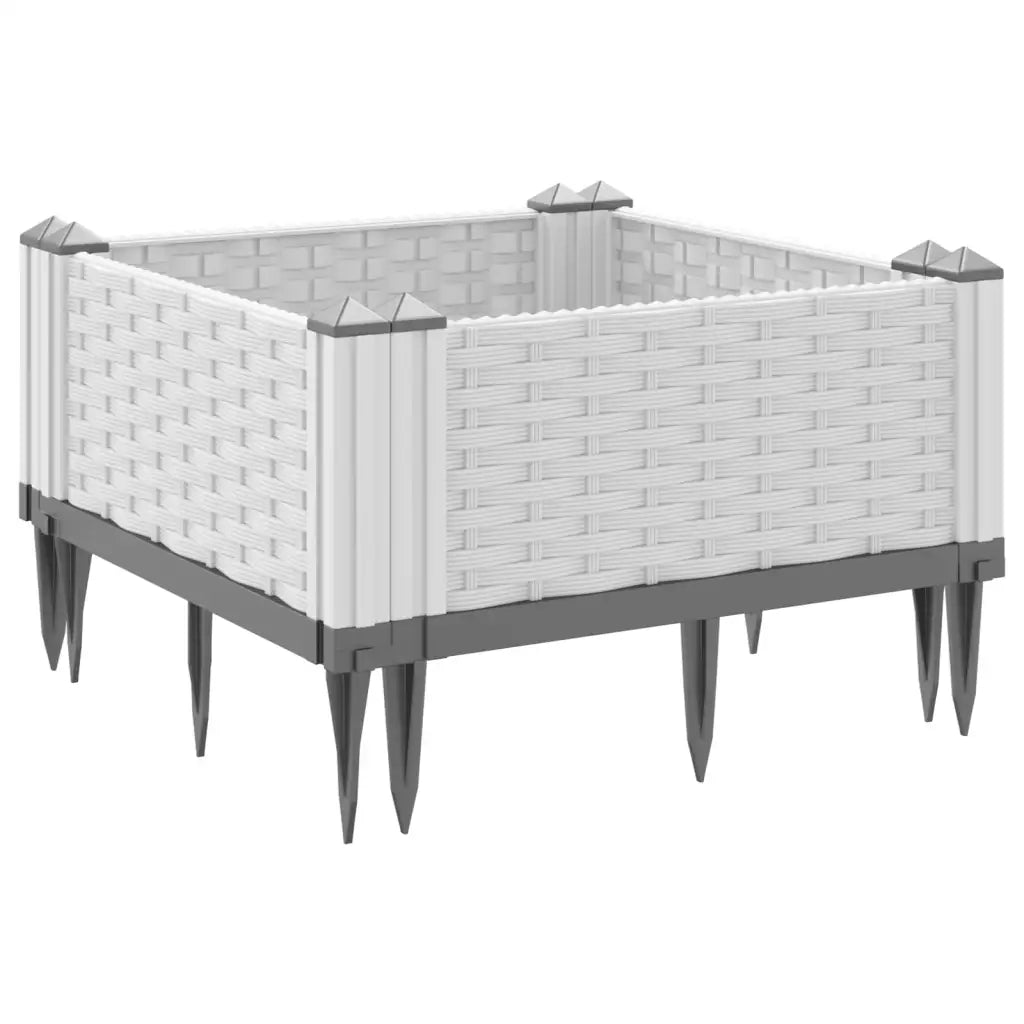 Fioriera da Giardino con Picchetti Bianca 42,5x42,5x28,5 cm PP 368005
