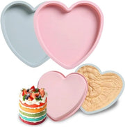 Muffiniera per Torta a Forma di Cuore in Silicone 4 pezzi | Teglia per Dolci da Cottura Non Aderente per Torta 6 e 8" - Forma a Cuore.