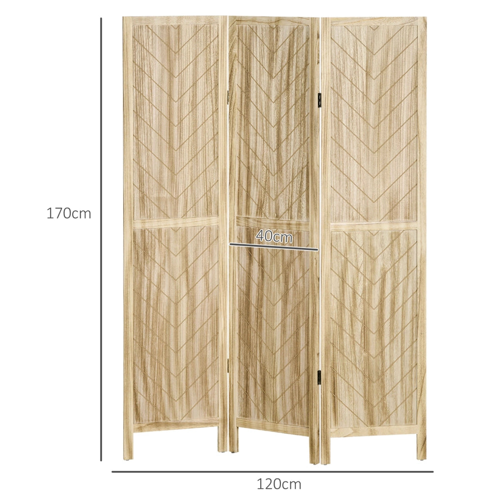 Paravento a 3 Ante in Legno a Spina di Pesce ¨C zephmum ¨C 120x170 cm Legno