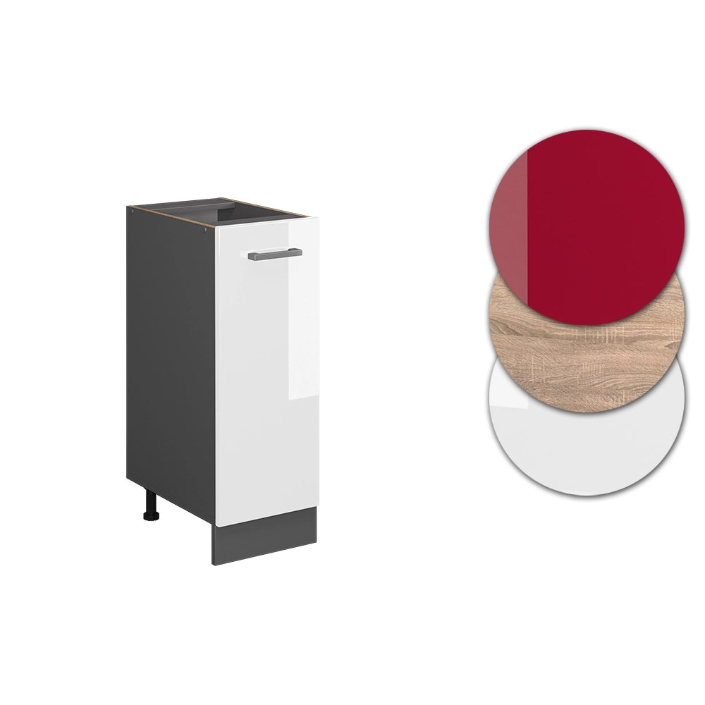 Armadio cucina dispensa alto R-Line Bianco lucido/Antracite 30 cm, PL Rovere Vicco