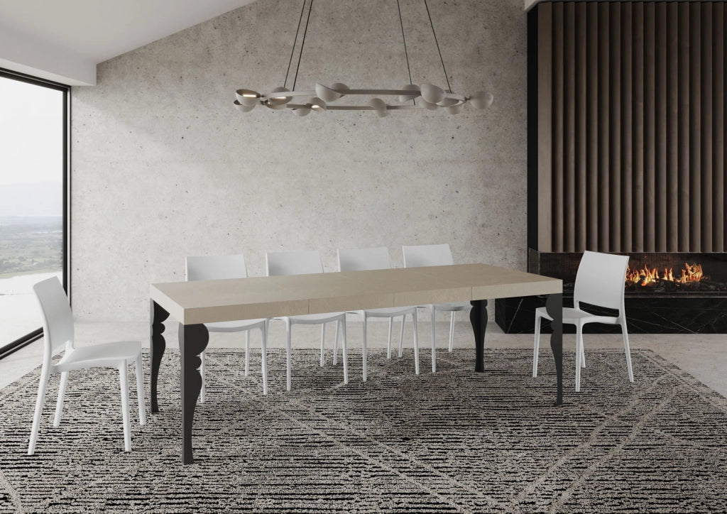 Tavolo allungabile 90x140/400 cm Paxor Premium cashmere gambe antracite
