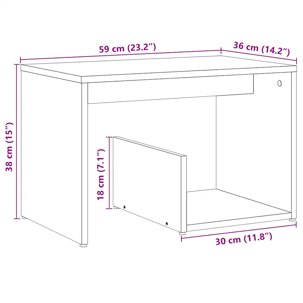 Tavolino Legno Vecchio 59x36x38 cm in Legno Multistrato