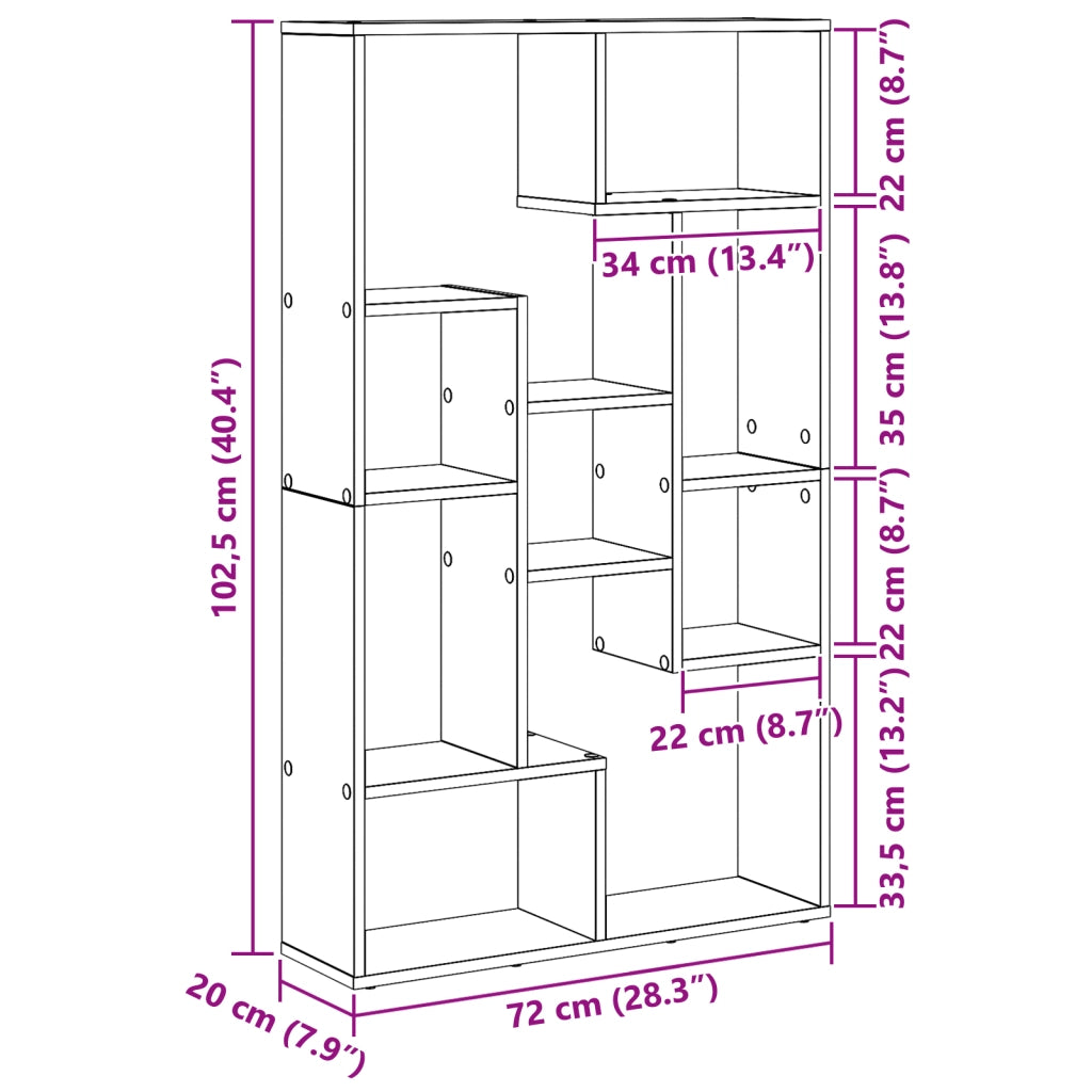 Libreria Rovere Artigianale 72x20x120 cm Legno Ingegnerizzato