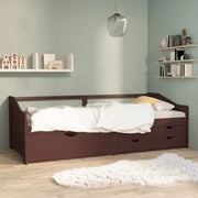Divano Letto 3 Posti e Cassetti Marrone Scuro in Pino 90x200cm cod mxl 60528