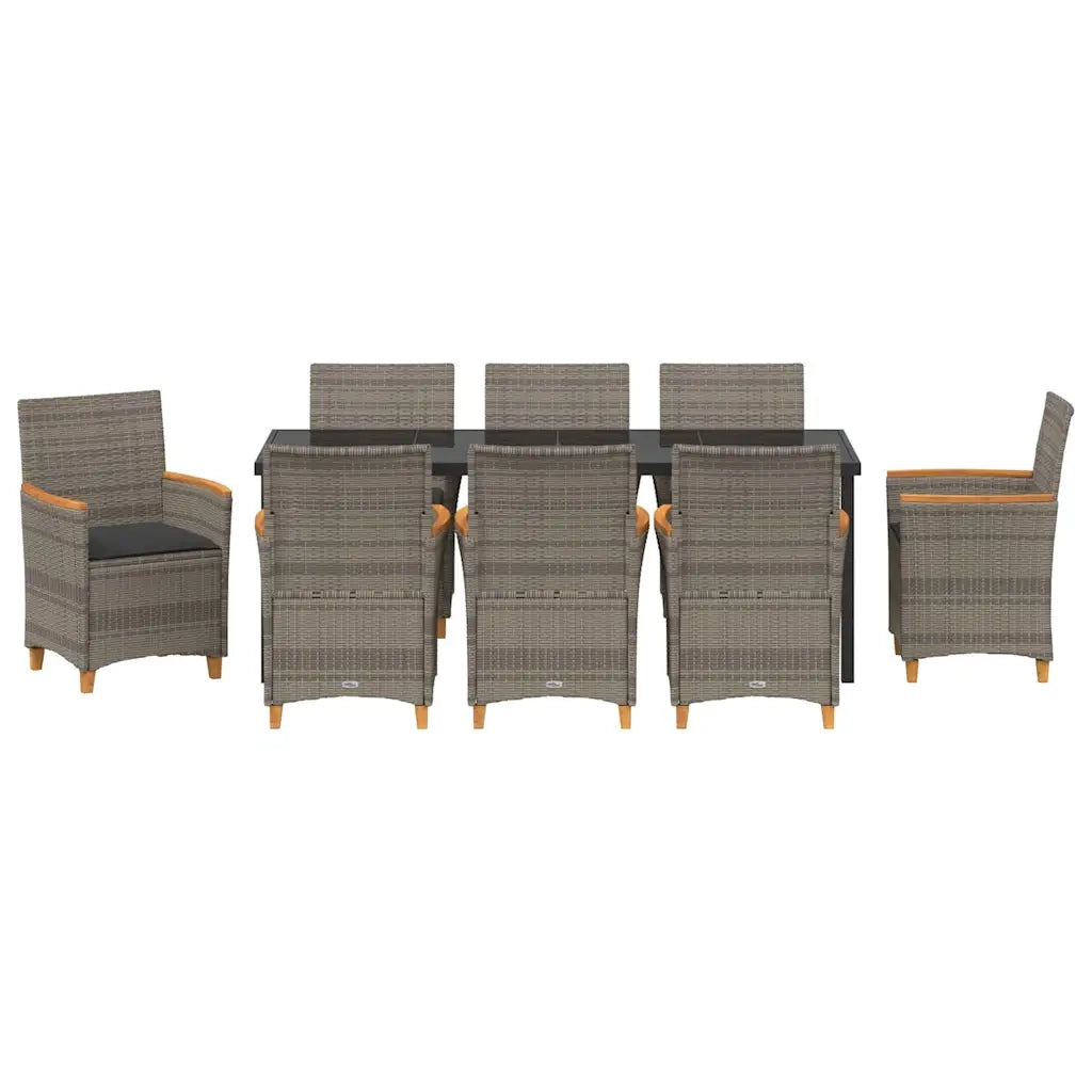 Set da Pranzo per Giardino 9 pcs Grigio polyrattan 3381099