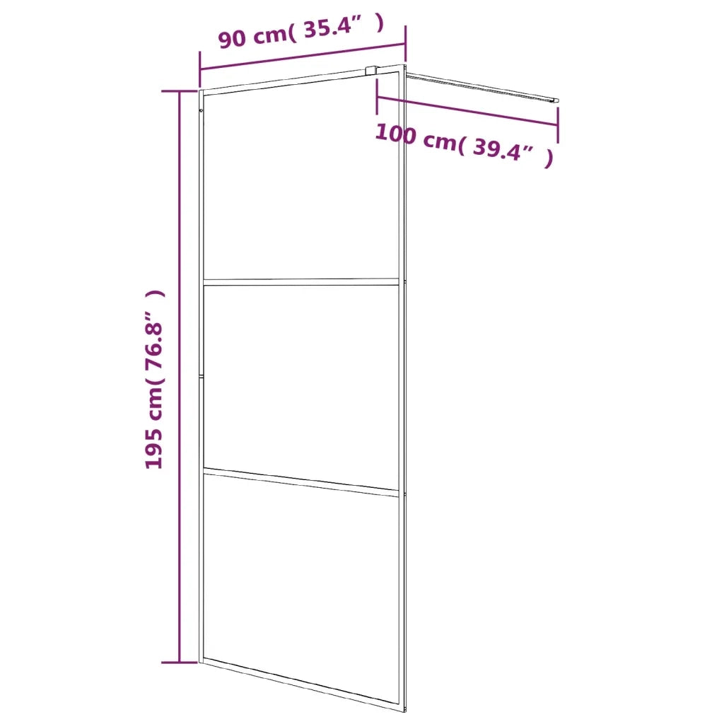 Parete Doccia Walk in Nero 90x195 cm Vetro Trasparente ESG 152146