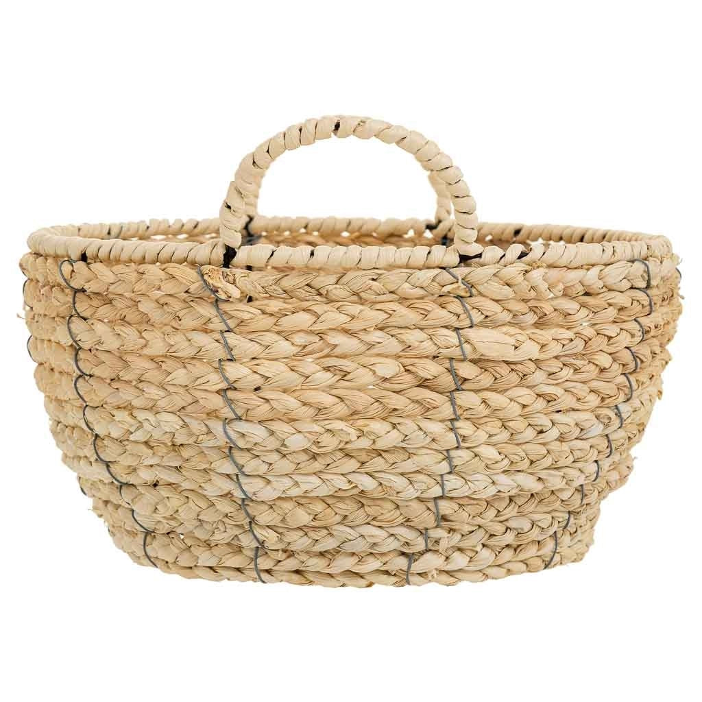 Cesto in fibra naturale e corda in carta marrone d34x17/23h