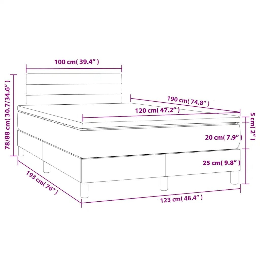 vidaXL Giroletto a Molle con Materasso Grigio Chiaro 120x190cm Tessuto