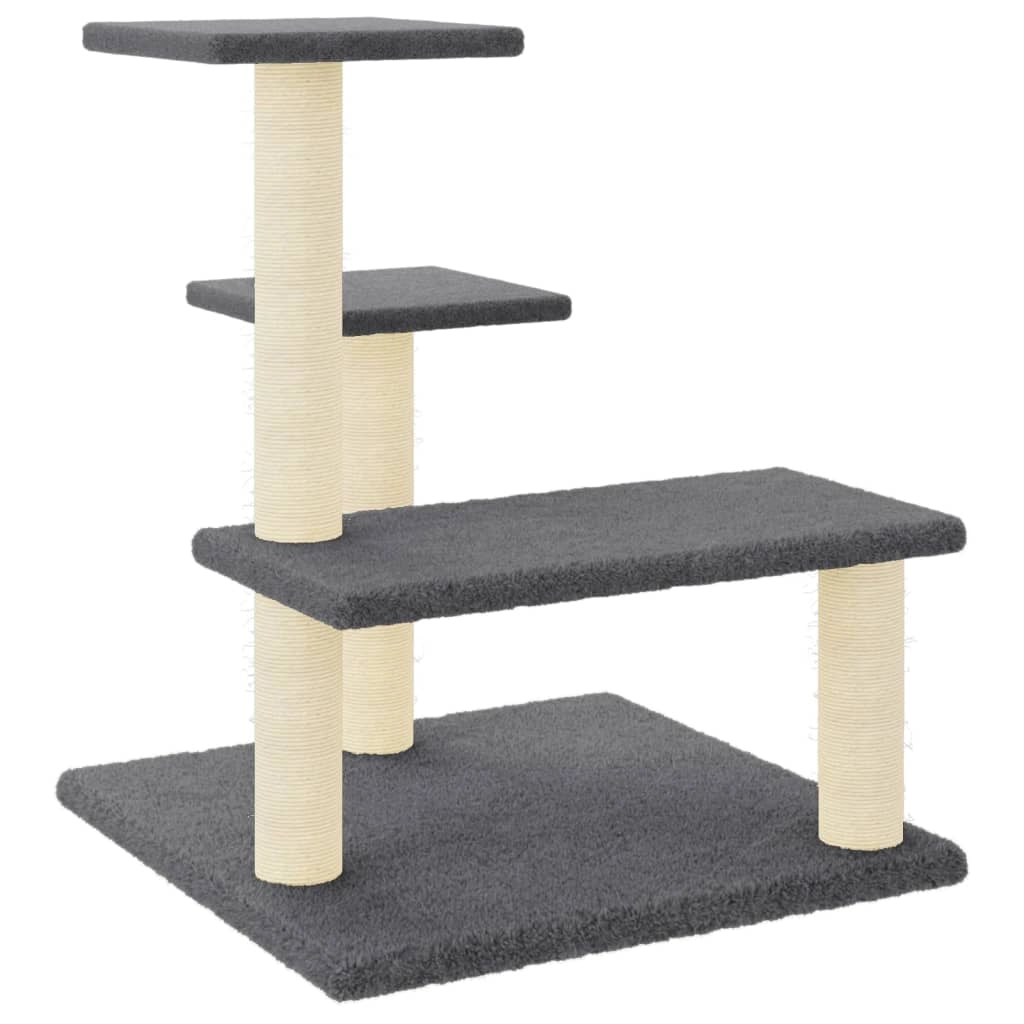Tiragraffi per gatti Mobili Torre da arrampicata Giocattolo Tiragraffi Piattaforma da arrampicata con tiragraffi in sisal scuro 61 cm Grigio 02_0022700