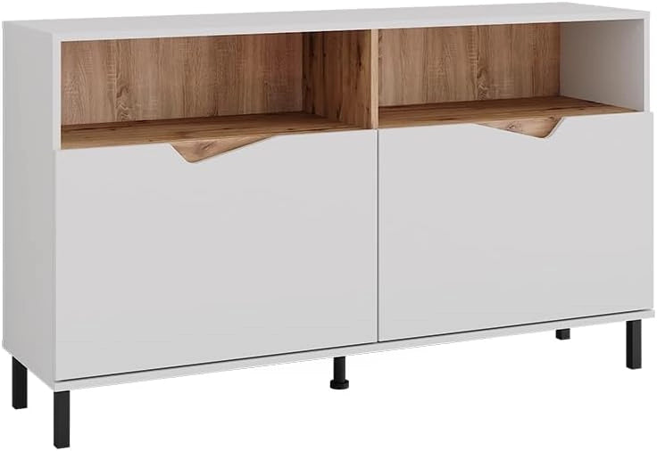 Credenza Marelle, Verde/Artigianale, 140 x 81.3 cm con 2 porte, adatto per la conservazione di diversi oggetti di uso quotidiano