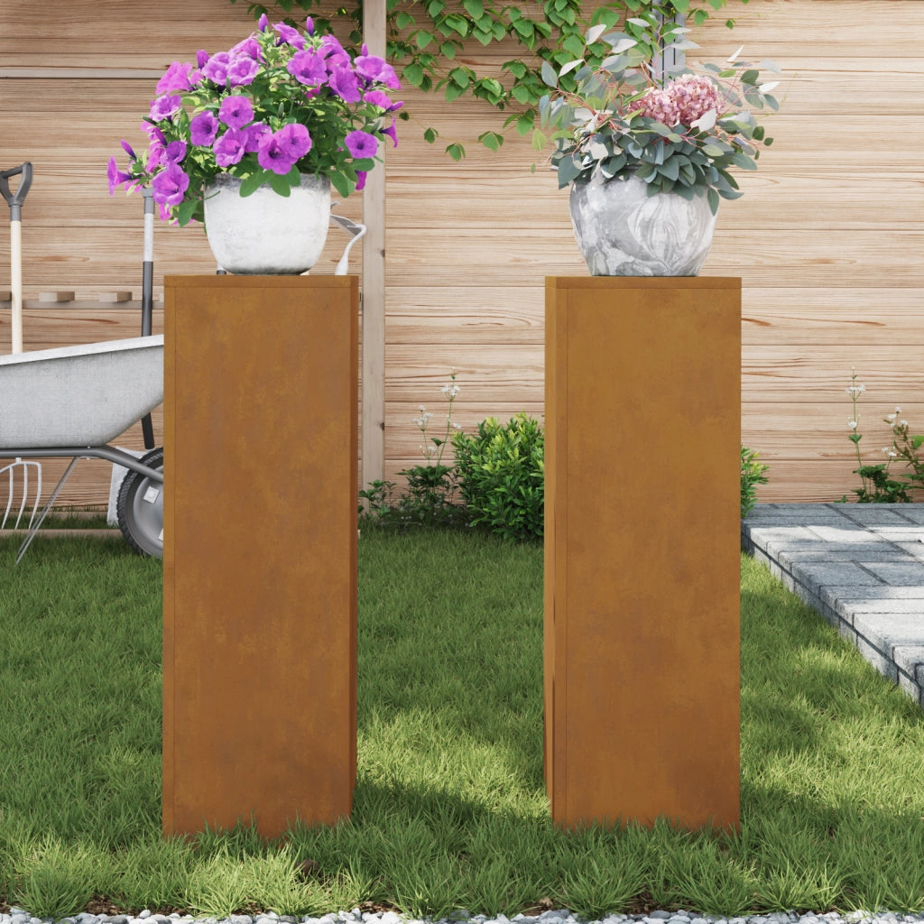 Portavasi da Esterno Pilastro 2 pcs 24x24x75 cm Acciaio Inossidabile