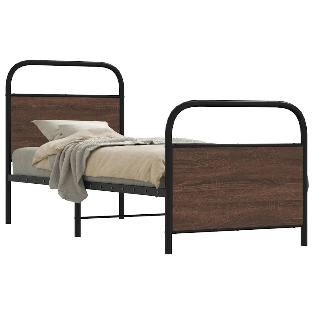 Letto singolo | Letto per adulti | Giroletto senza Materasso Rovere Marrone 75x190cm in Truciolato