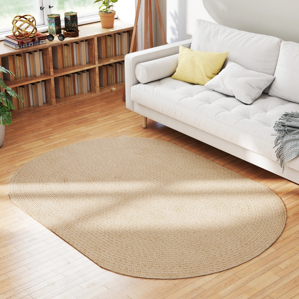 Tappeto per Soggiorno e Camera da Letto ¨C Minimal ¨C 170x120 cm Beige Lavabile a Mano Tessuto Rustico