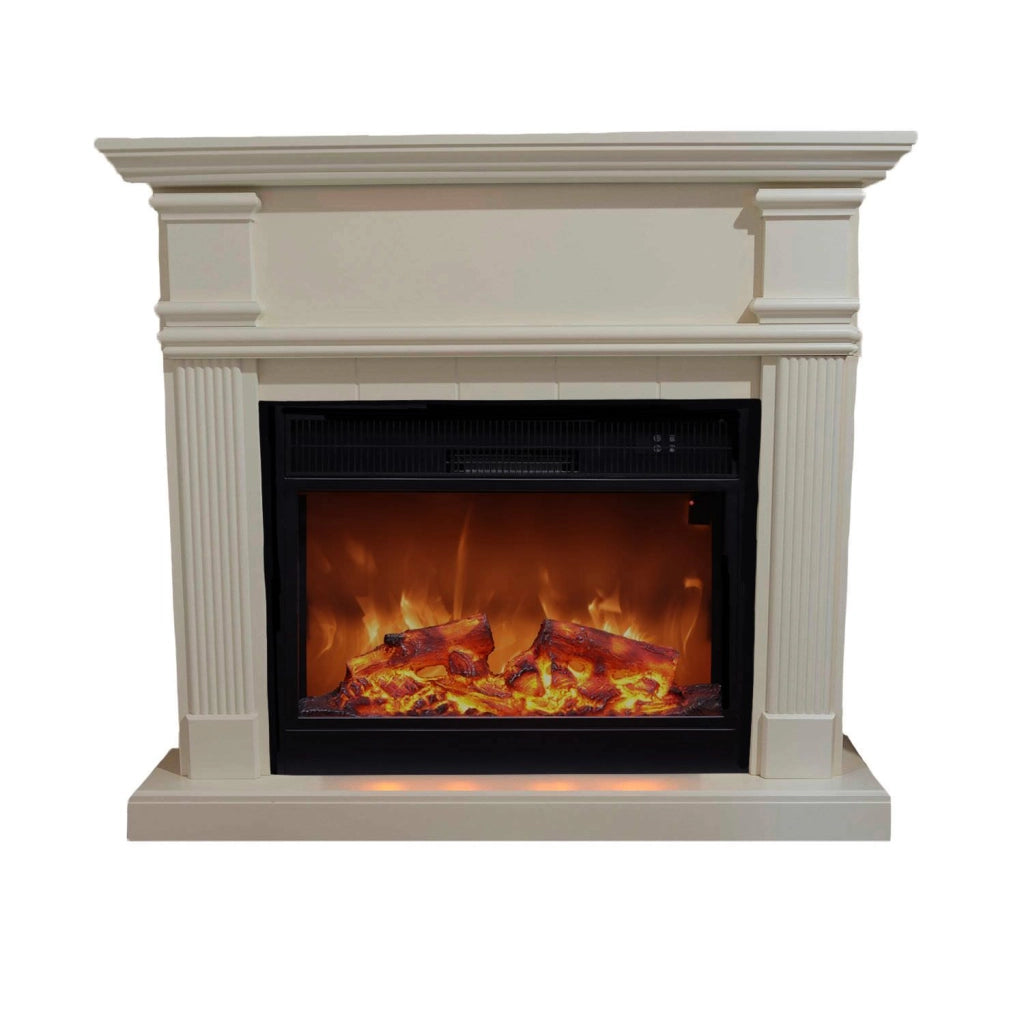 Sined Camino Caldera Xxl Caminetto Da Pavimento Con Cornice e Bruciatore Elettrico Da 1500w Bianco Telecomando Incluso Effetto Fiamma Led Adatto Per Tutti Gli Ambienti Interni