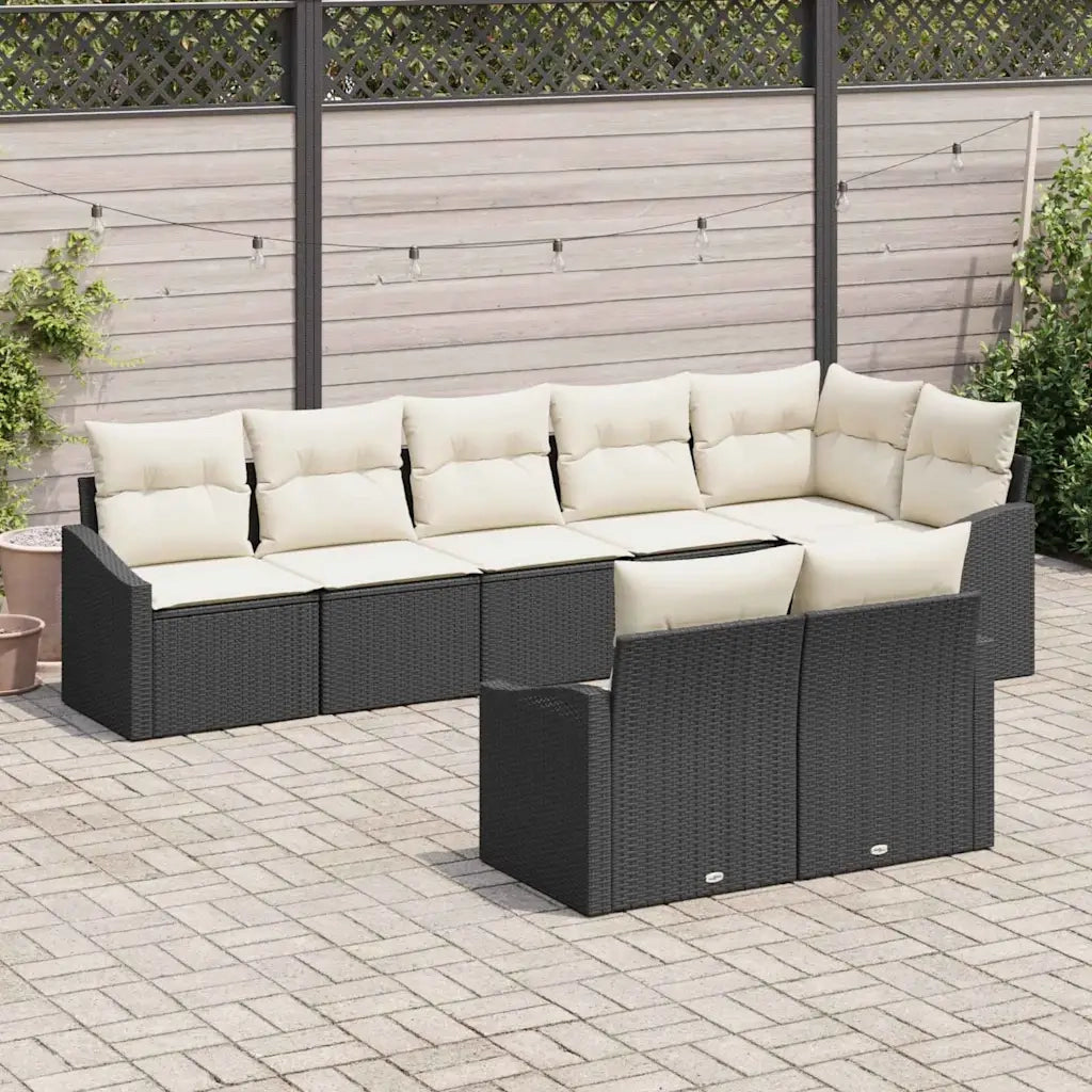 Set Divano da Giardino 8 pcs Nero e Bianco polyrattan 3355436