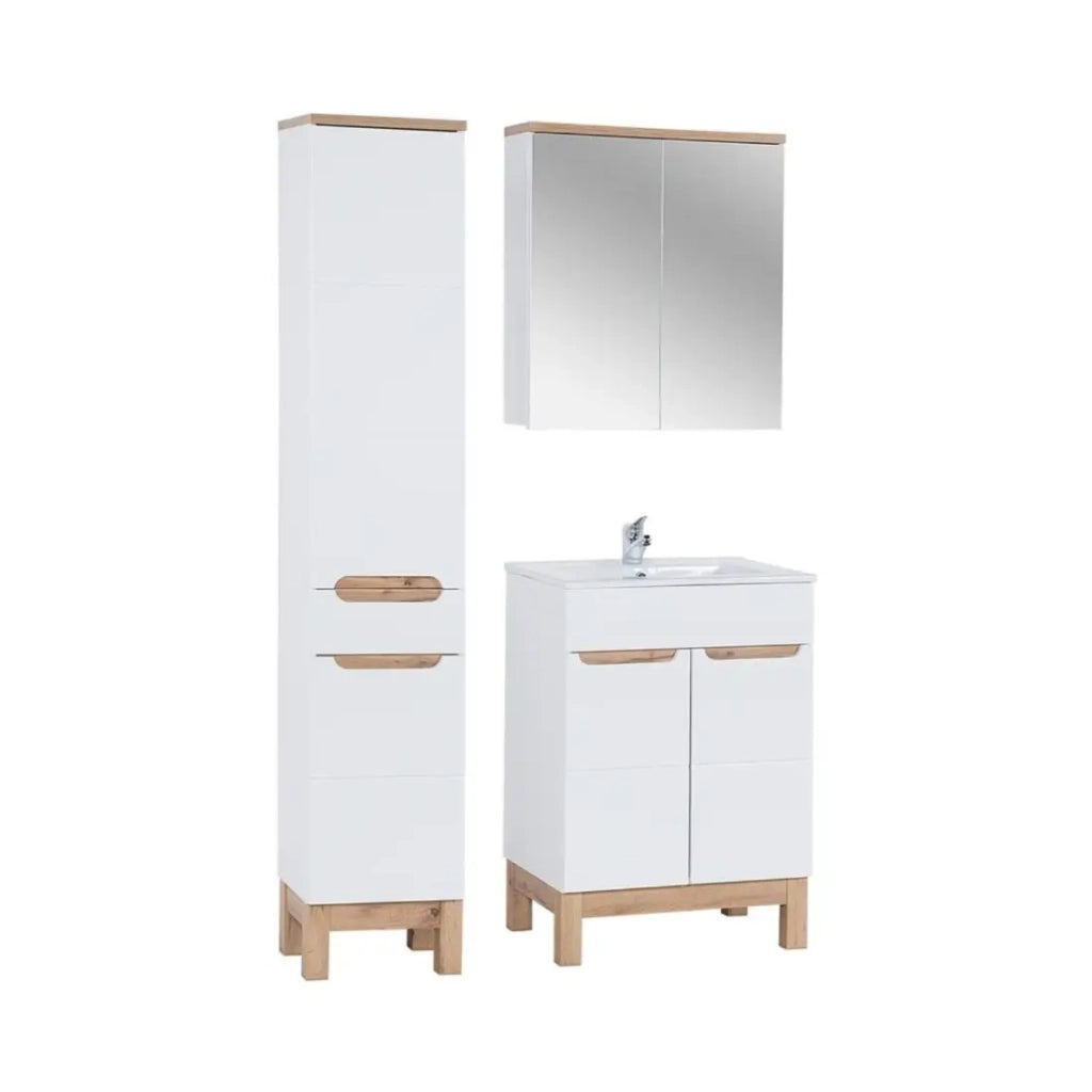 Insieme ERMANO: mobile sotto lavabo 80cm + lavabo da incasso + sifone + mobili con specchi