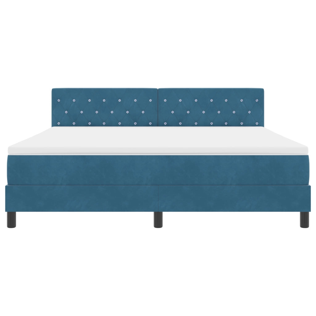 Letto a Molle con Materasso e LED Blu Scuro 180x200 cm in Velluto