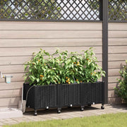 Vaso da Giardino con Irrigazione e Ruote 3 pz Nero PP 3423082