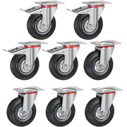 Set di 8 Ruote per Mobili Pesanti con 4 Freno, 125 mm Rotelle Girevoli, Capacità 800 kg, Carrelli Ruotabili a 360°Nessuna Rumorosità, per Pallet, Trolley, Resistenti