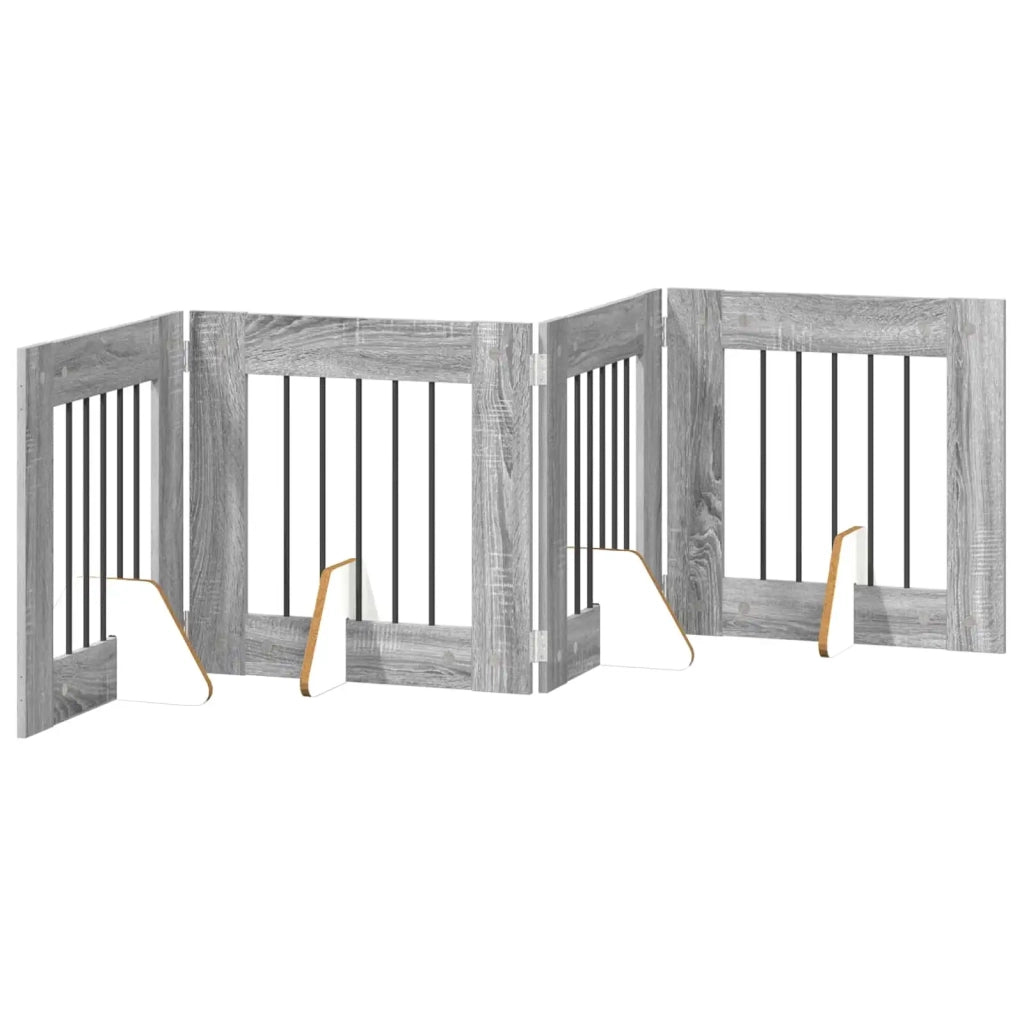 Cancello per cani con supporti 4 pz Grigio Sonoma 60 x 60 cm CFW5646991