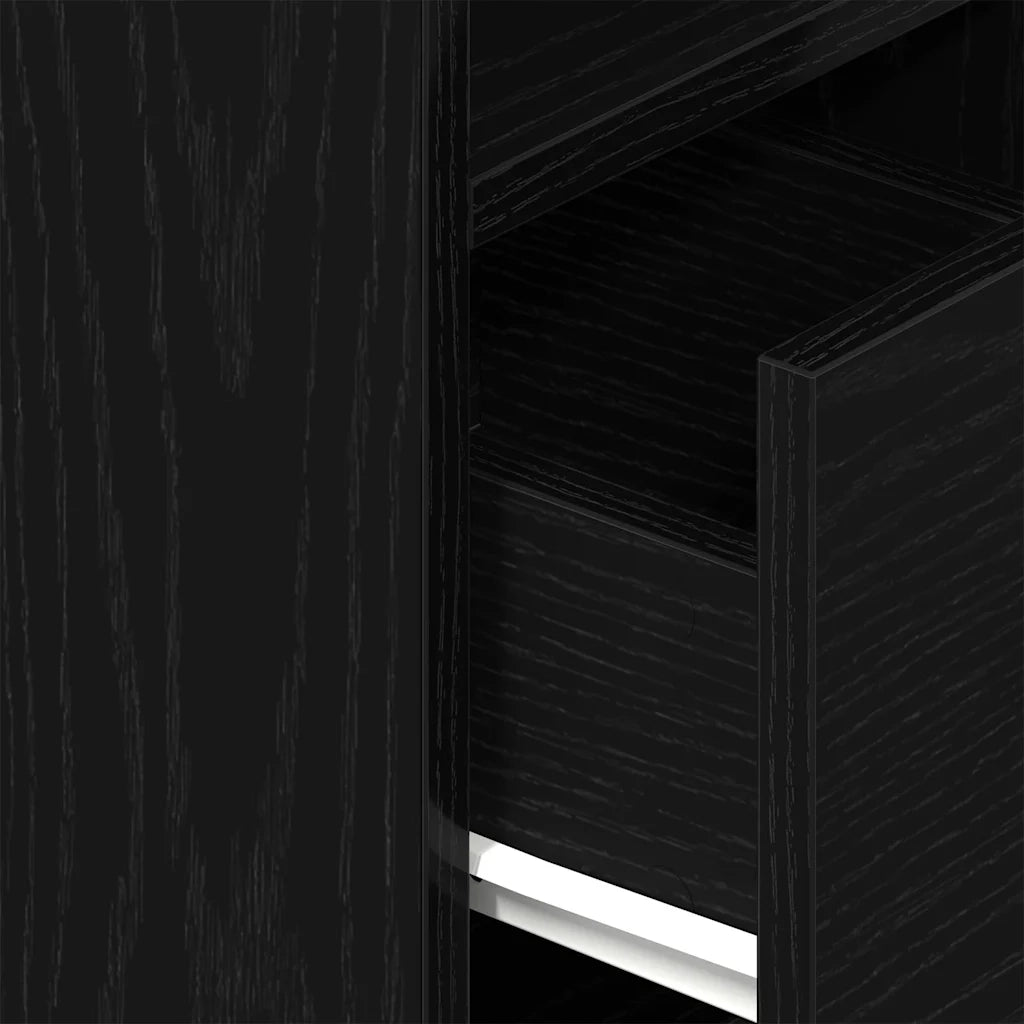 Comodini 2 pz con Cassetto Neri 25x31x66 cm 858617