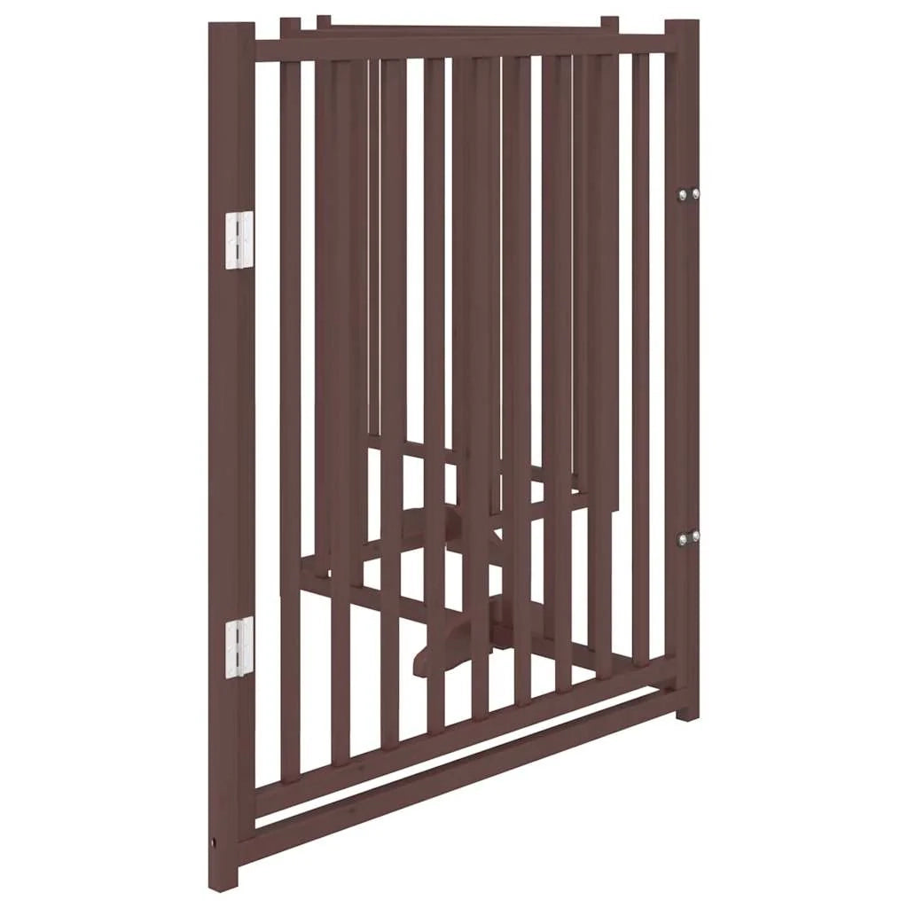 Cancelletto di sicurezza per cani con 4 pannelli in legno massello di abete marrone 02_0023312