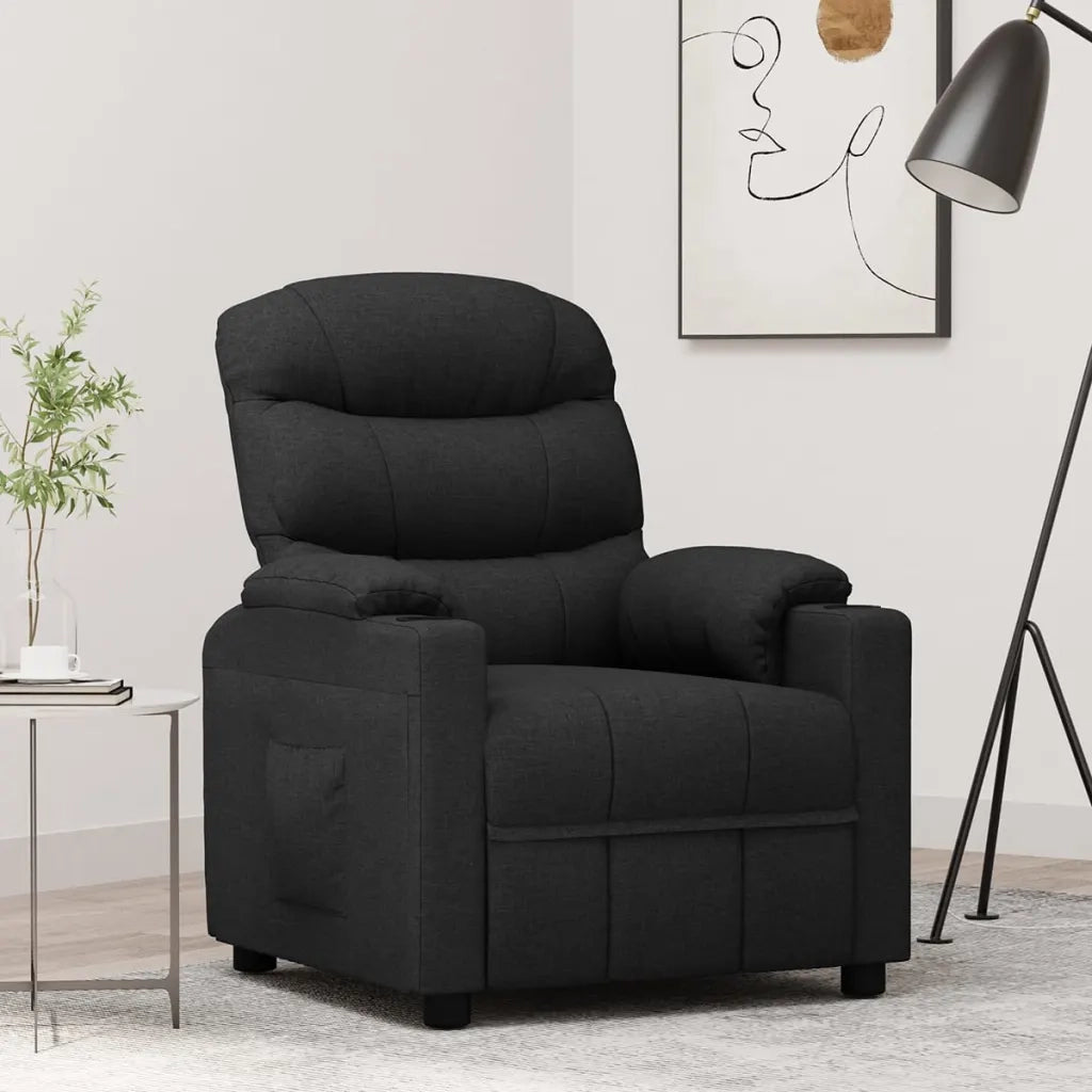 Poltrona Reclinabile in Tessuto Nero 348072