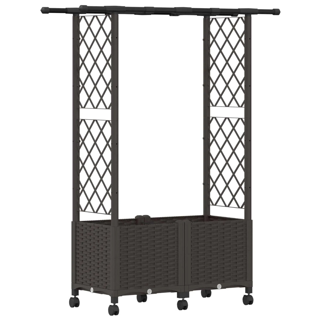 Letto Rialzato con Griglia e Tetto Marrone 124,5 x 40 x 142 cm 3423029