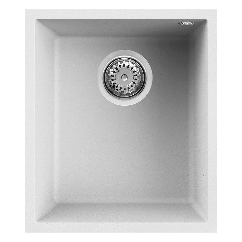 Lavello Elleci Incasso 1 vasca 38x44 Quadra 100 Sottotop Keratek Plus Bianco White Assoluto LKQ10096BSO