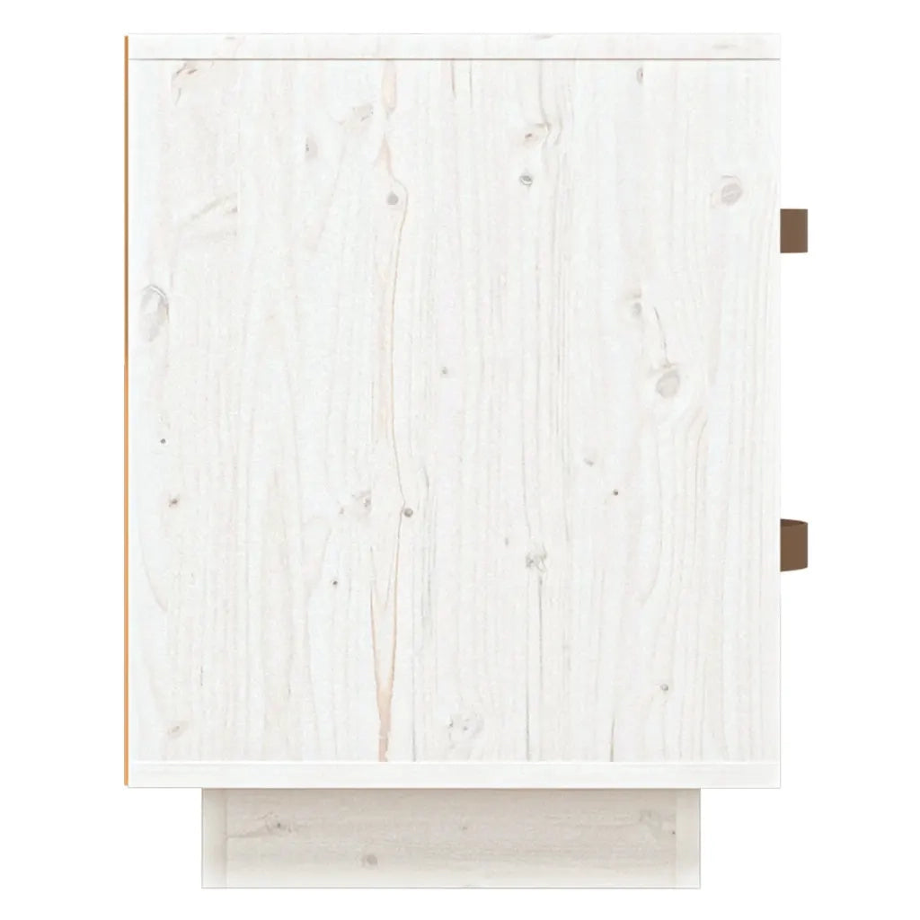 Set di 2 Comodini | Armadio da Notte | Mobiletto da notte Bianchi 40x34x45 cm in Legno Massello di Pino