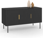 110 cm MARCEL credenza nera a 3 ante con effetto dogato