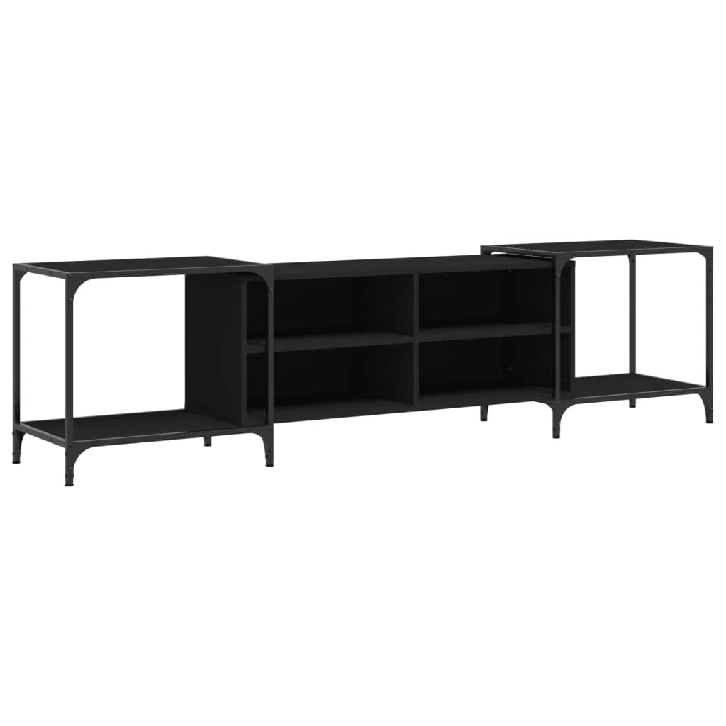 Mobile TV multimediale mensola TV credenza TV sala da pranzo soggiorno camera da letto 203 x 37 x 50 cm legno ingegnerizzato nero 02_0026111