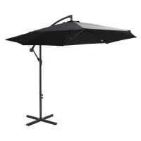 Ombrellone a Braccio Ombrellone con Manovella 3m x 3m x 2.5m Nero