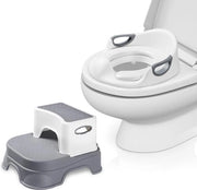 Sedile per Bambini con Gradino per Bambini, Potty per Bambini con Gradino per Bambini da 1 a 7 Anni, Sedile per Bambini per la Toilette, Sedile per Bambini con Cuscino Antiscivolo per l'Attacco alla Toilette (Grigio)