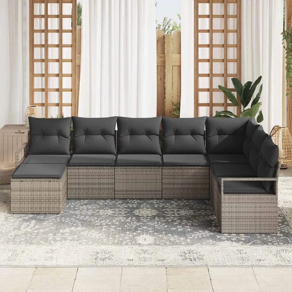 Set di divani con cuscino 8 pcs Grigio polyrattan 3346499